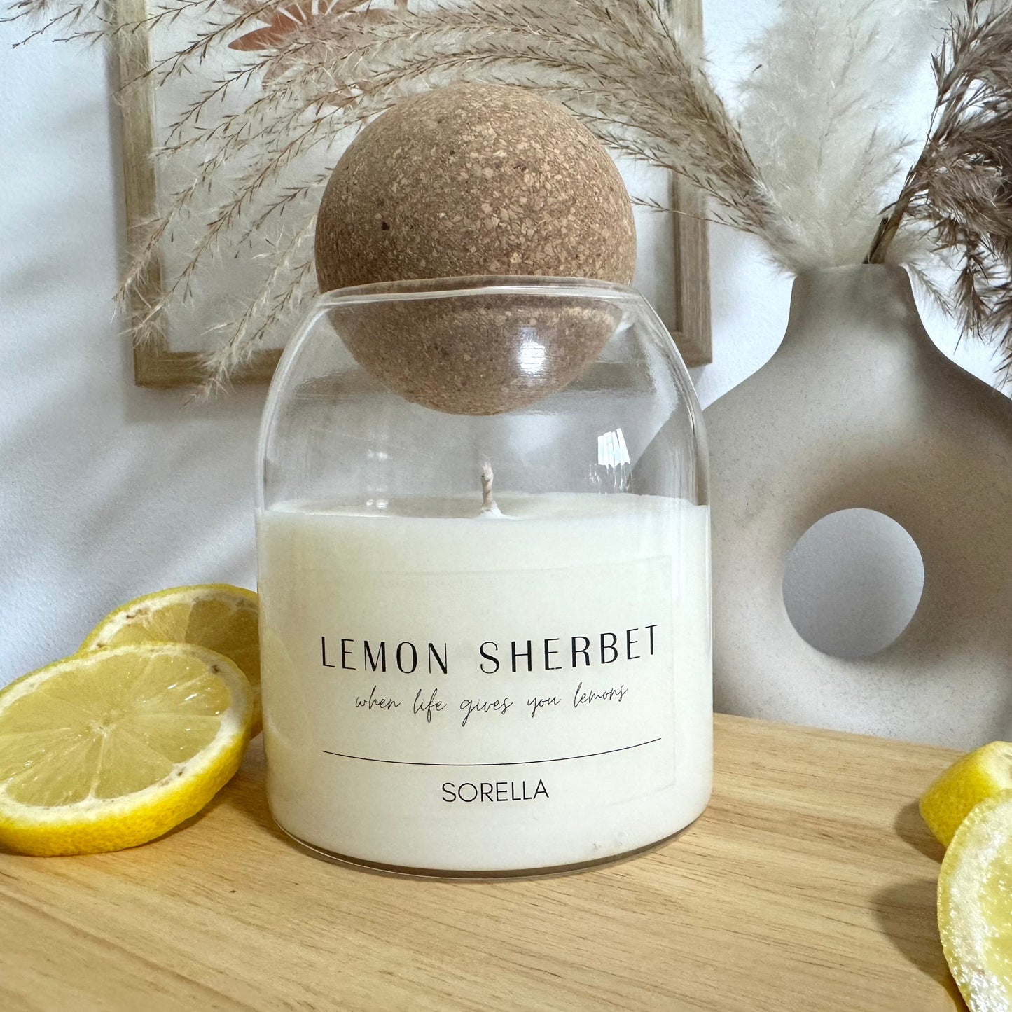 Lemon Sherbet Soy Wax Candle - Cork