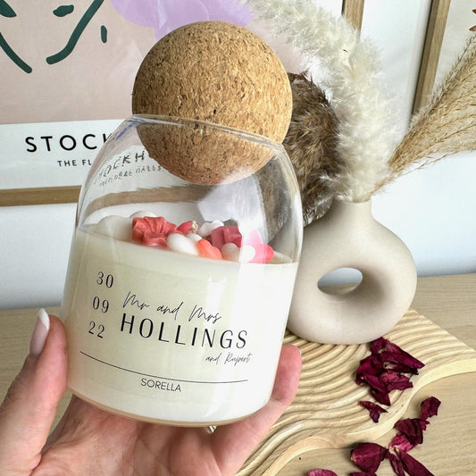 Personalised Wedding Cork Candle