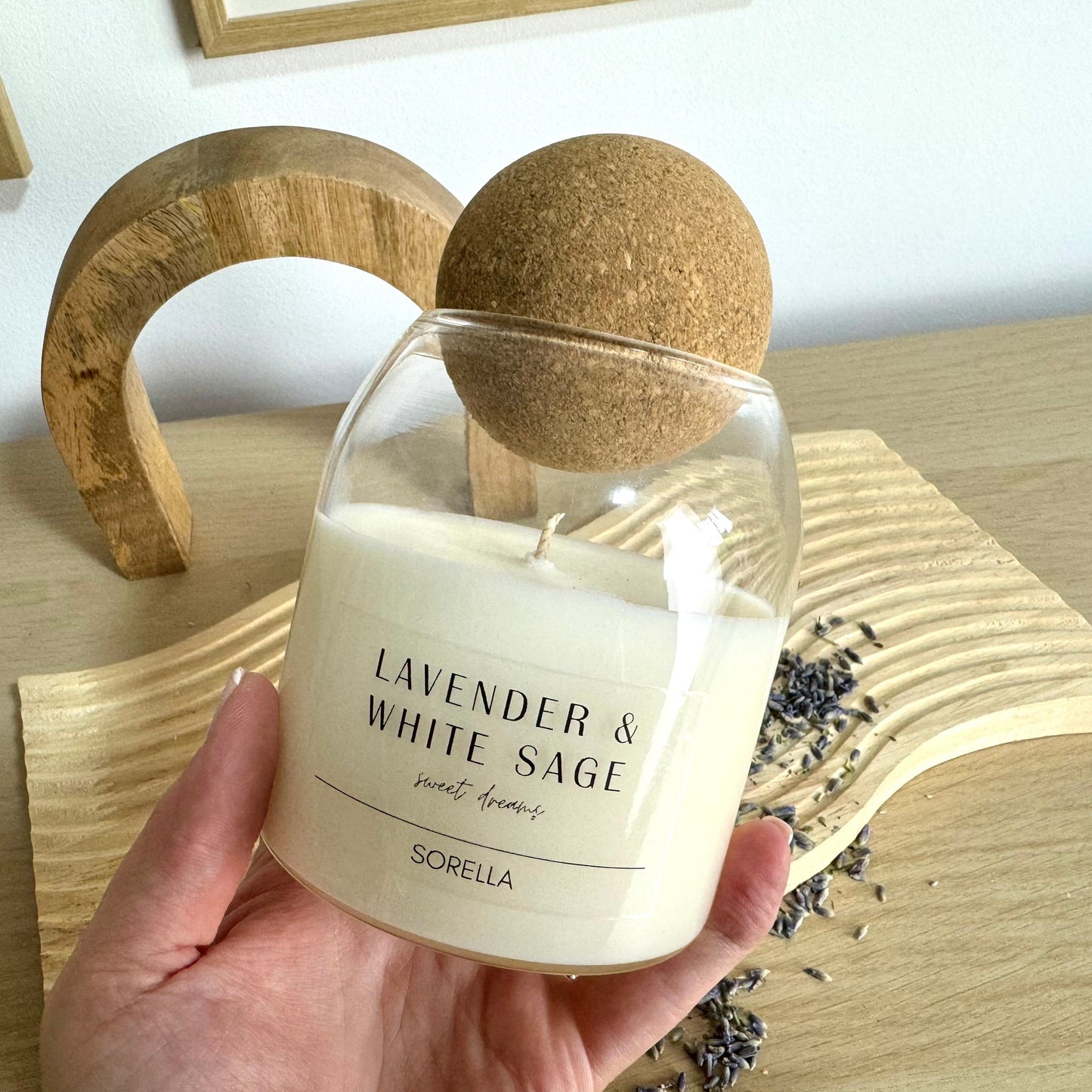 Lavender & White Sage Soy Wax Candle - Cork