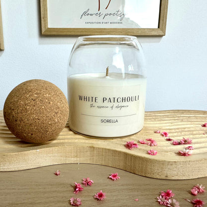 White Patchouli Soy Wax Candle - Cork