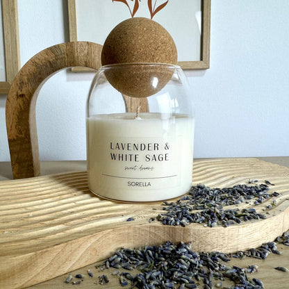 Lavender & White Sage Soy Wax Candle - Cork