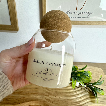 Baked Cinnamon Bun Cork Candle