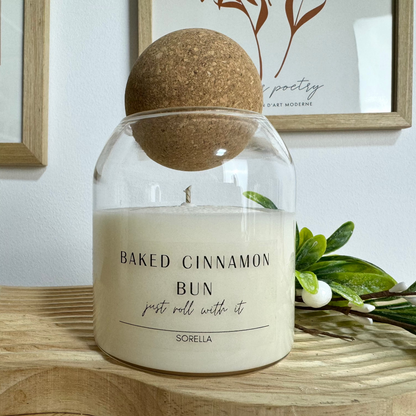 Baked Cinnamon Bun Cork Candle